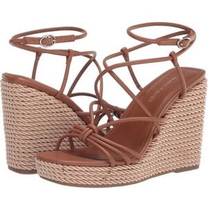 New Marc Fisher Zarah Strappy Espadrille Wedge New Luggage 120 Sandal Size 10 US